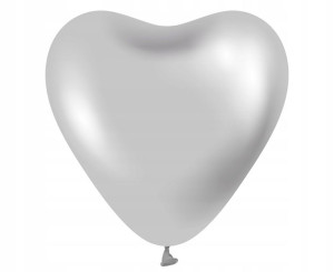 Balony gumowe serca platynowe srebro 12" 6szt
