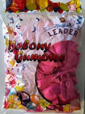 Balony gumowe Helium Leader kolor różowy 50 szt.