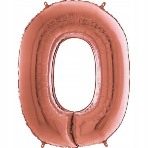 Włoski Balon Foliowy Na Hel Cyfra 0 Rose Gold 70cm