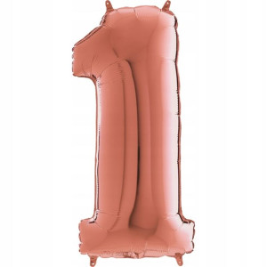 Włoski Balon Foliowy Na Hel Cyfra 1 Rose Gold 70cm