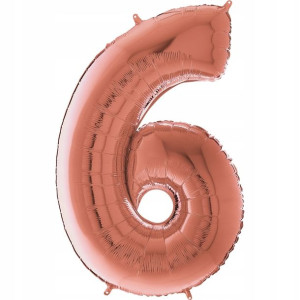 Włoski Balon Foliowy Na Hel Cyfra 6 Rose Gold 70cm