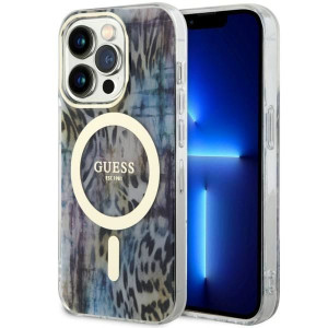 Etui Guess GUHMP14XHLEOPWB Apple iPhone 14 Pro Max niebieski/blue hardcase