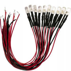 DIODY LED 12V 5mm 8 KOLORÓW przewód 20cm 10szt