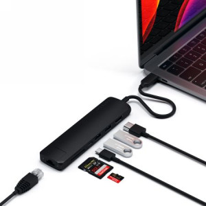 Adapter HUB Satechi Slim Multiport USB-C (USB-C PD, 2x USB-A, HDMI 4K, Ethe
