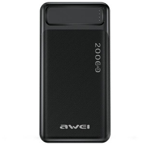 Powerbank AWEI P6K 20000mAh czarny/black 2xUSB/PD/microUSB