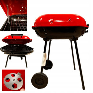 Grill Węglowy Ogrodowy Z Pokrywą Na Kółkach Duży
