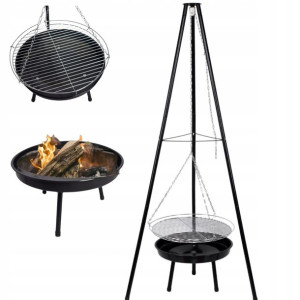 TRÓJNÓG PALENISKO OGRODOWE GRILL RUSZT grillowanie