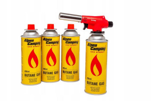 PALNIK + Kartusze gazowe x4 zestaw Alpen Camping