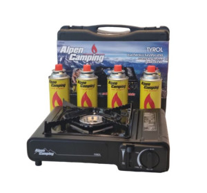 Kuchenka gazowa turystyczna Alpen Camping + 4x Gaz