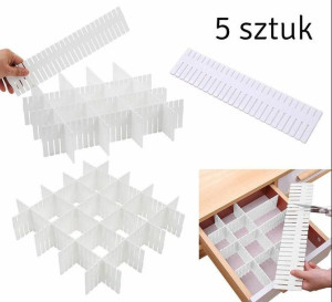 Organizer Do Szuflady Przegrody Wkłady 5szt. Biały Ag126h