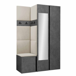 GARDEROBA Orion XXVI panele tapicerowane + meble kolor beton