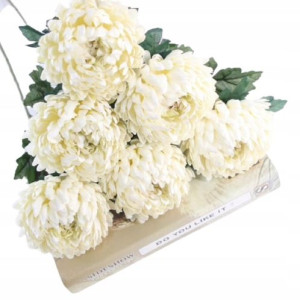 Chryzantema Biała Z Łodygą I Liściem 58cm
