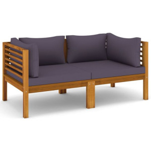 2-osobowa sofa ogrodowa z poduszkami, lite drewno akacjowe