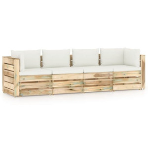 Ogrodowa sofa 4-os z poduszkami, impregnowane na zielono drewno