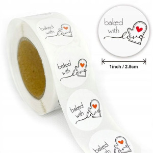 Ozdobne naklejki Baked with Love 500 sztuk