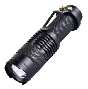 Taktyczna LATARKA Cree-xpe Q5 Zoom 300metrów 3W IPX4 czarna ZD75