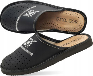 Kapcie Skórzane Męskie Styl Gór PREMIUM Haftowane