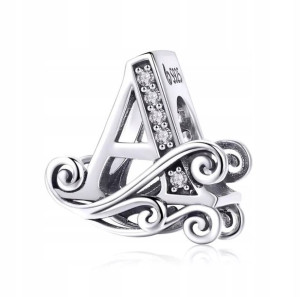 Zawieszka Charms Litera A Srebro S925 Bransoletka