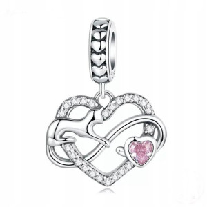 Zawieszka Charms Kot Serce Srebro Srebrna 925