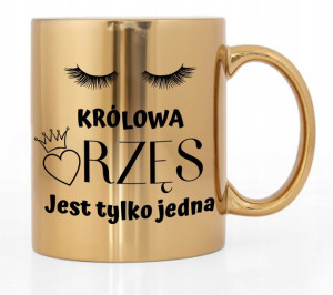 Kubek Złoty Błyszczący Prezent Dla Stylistki Rzęs