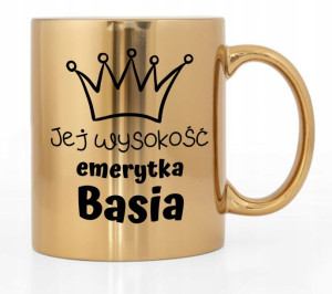Kubek Złoty Błyszczący Prezent Dla Emerytki + Imię
