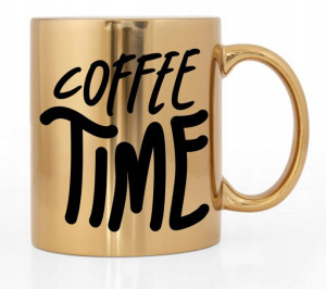 Kubek Złoty Błyszczący Prezent Coffee Time