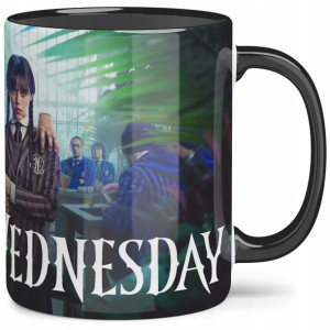 Kubek Czarne Wnętrze Dla Fana Wednesday Addams