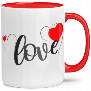 Kubek Czerwone Wnętrze Na Walentynki Love