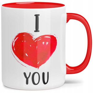 Kubek Czerwone Wnętrze Na Walentynki I Love You