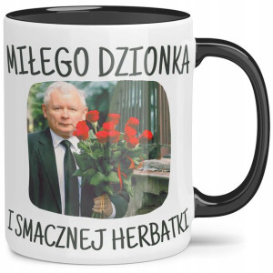 Kubek Prezesa Czarne Wnętrze Miłego Dnia Kaczyński