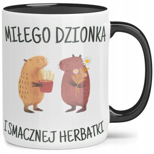 Kubek Czarne Wnętrze Kapibara Miłego Dzionka