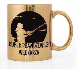 Kubek Złoty Błyszczący Dla Prawdziwego Rybaka