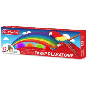Farby plakatowe szkolne w kubeczkach 20ml – 14 kolorów złoty
