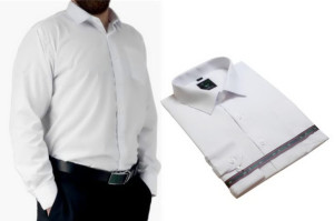 Elegancka biała koszula męska Laviino gładka z długim rękawem 42/43-XL