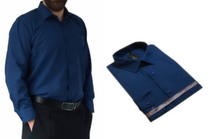 Elegancka koszula męska granatowa Laviino z długim rękawem 42/43-XL