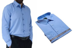 DUŻA koszula męska niebieska indygo bawełniana duże rozmiary 48/49-4XL