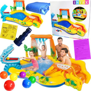 Wielki Basen Wodny Plac Zabaw Dzieci Oryginalny Intex Dinozaury Zestaw 4w1