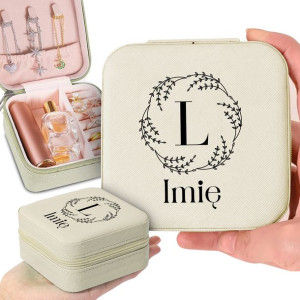 Szkatułka Na Biżuterię Beż Monogram IMIĘ Wz