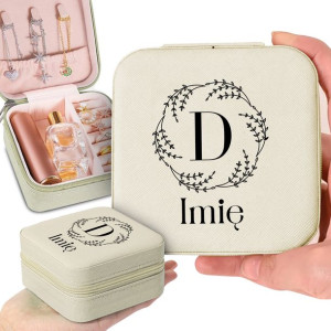 Szkatułka Na Biżuterię Beż Monogram IMIĘ Wz