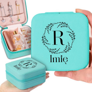 Organizer Na Biżuterię Miętowy Monogram IMIĘ Wz