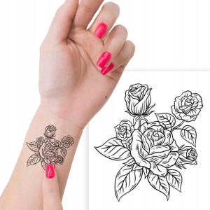 TATUAŻ Zmywalny Tymczasowy ROSE Wiele WZORÓW MiX