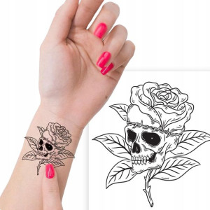 TATUAŻ Zmywalny Tymczasowy SKULL Wiele WZORÓW MiX