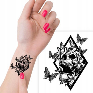 TATUAŻ Zmywalny Tymczasowy SKULL Wiele WZORÓW MiX