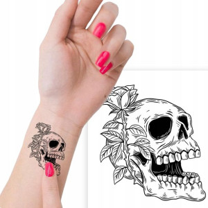 TATUAŻ Zmywalny Tymczasowy SKULL Wiele WZORÓW MiX