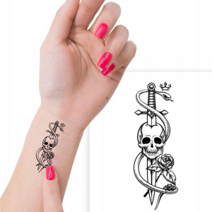 TATUAŻ Zmywalny Tymczasowy SKULL Wiele WZORÓW MiX