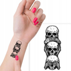 TATUAŻ Zmywalny Tymczasowy SKULL Wiele WZORÓW MiX