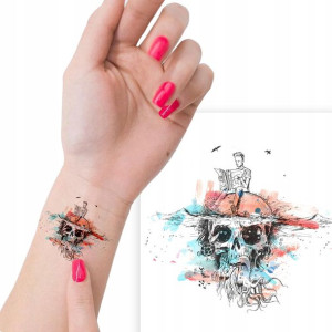 TATUAŻ Zmywalny Tymczasowy SKULL Wiele WZORÓW MiX