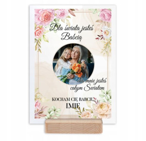 Ramka Szkło Akryl DLA BABCI PERSONALIZOWANA Wzory