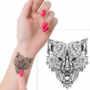 TATUAŻ Zmywalny Tymczasowy WOLF Wiele WZORÓW MiX