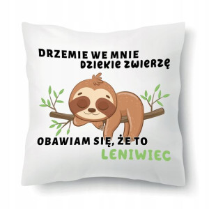 Poduszka Biała LENIWIEC DZIKIE ZWIERZĘ RÓŻNE WZORY